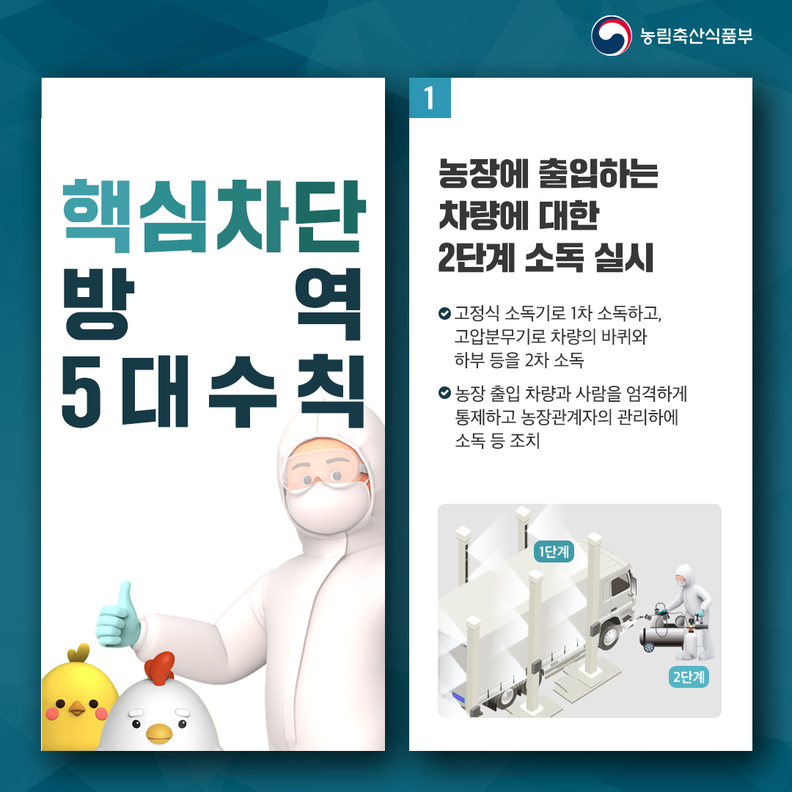 고병원성 조류인플루엔자 핵심 차단방역 5대수칙 이미지