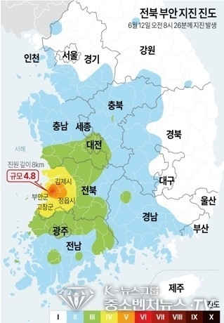 전북 부안 지진 진도
