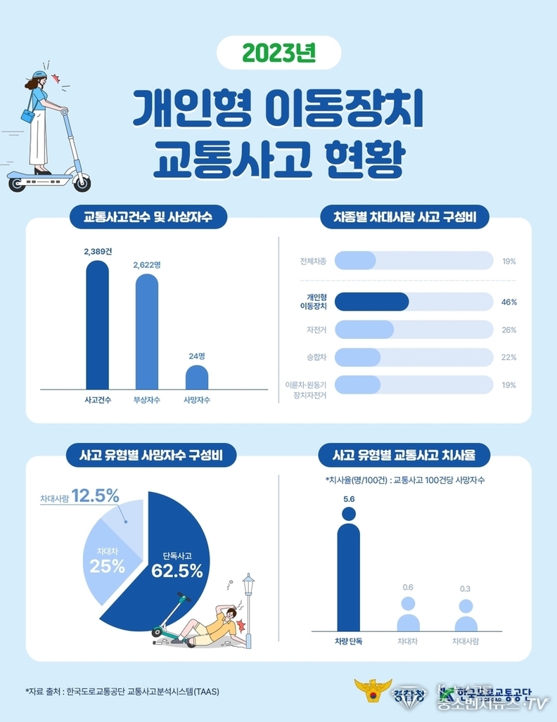 개인형 이동장치 교통사고 현황 <한국도로교통공단 제공>