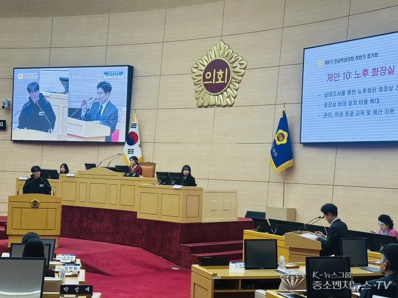 13일 전라남도의회 본회의장에서 ‘제6기 전남학생의회 하반기 정기회’가 진행되고 있다.
