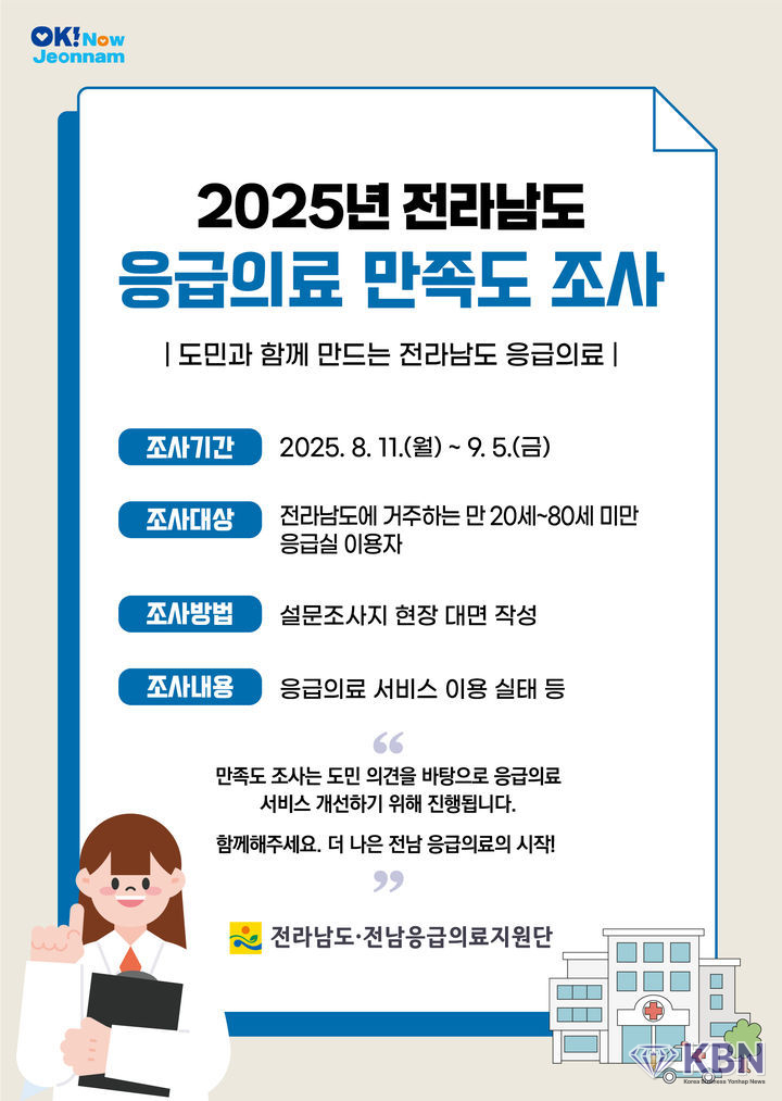 전남도 응급의료 만족도 조사 포스터. (포스터 제공 = 전남도)