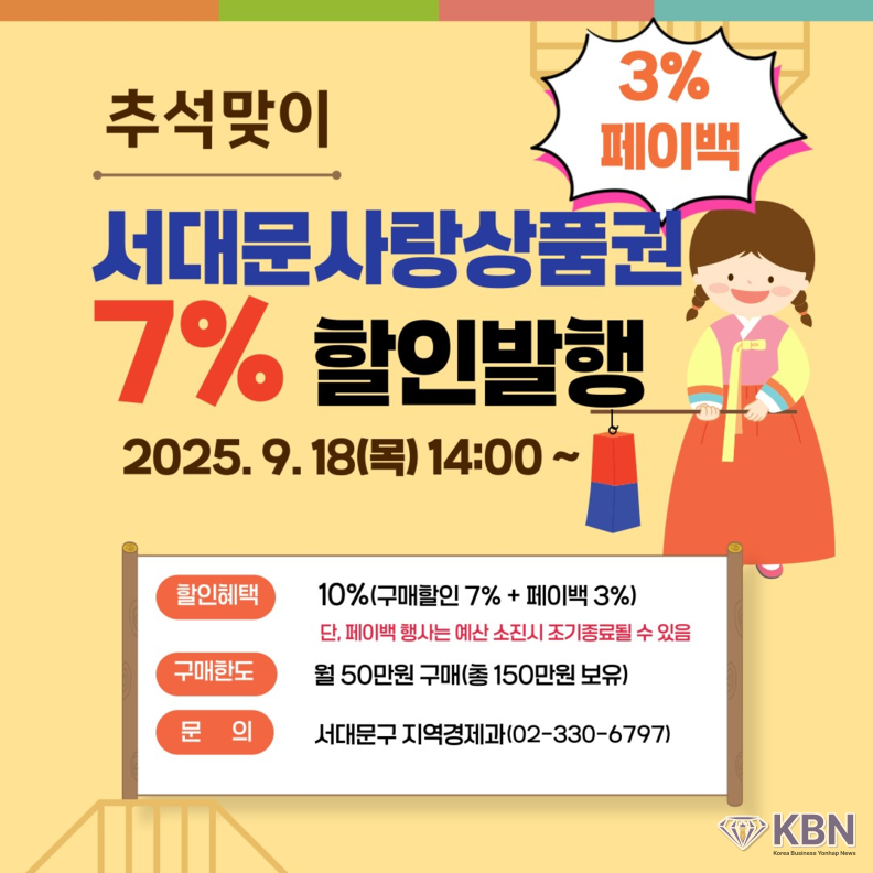 추석맞이 ‘모바일 서대문사랑상품권’ 발행 안내 배너 (사진=서대문구청 제공)