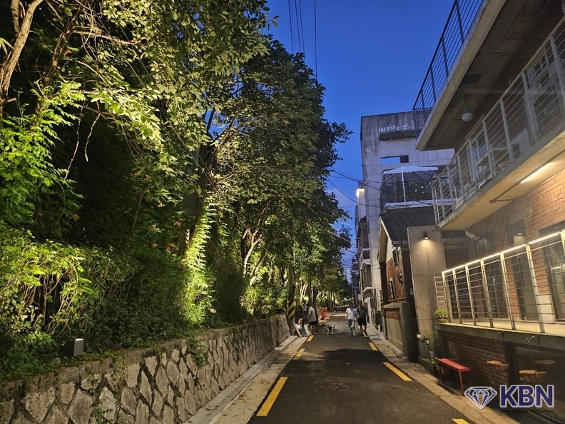 경관조명으로 환하게 밝아진 연남동 골목길